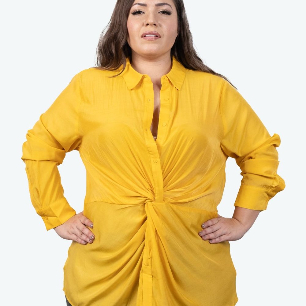 Solid Knotted Front Shirt Plus Size - image 5